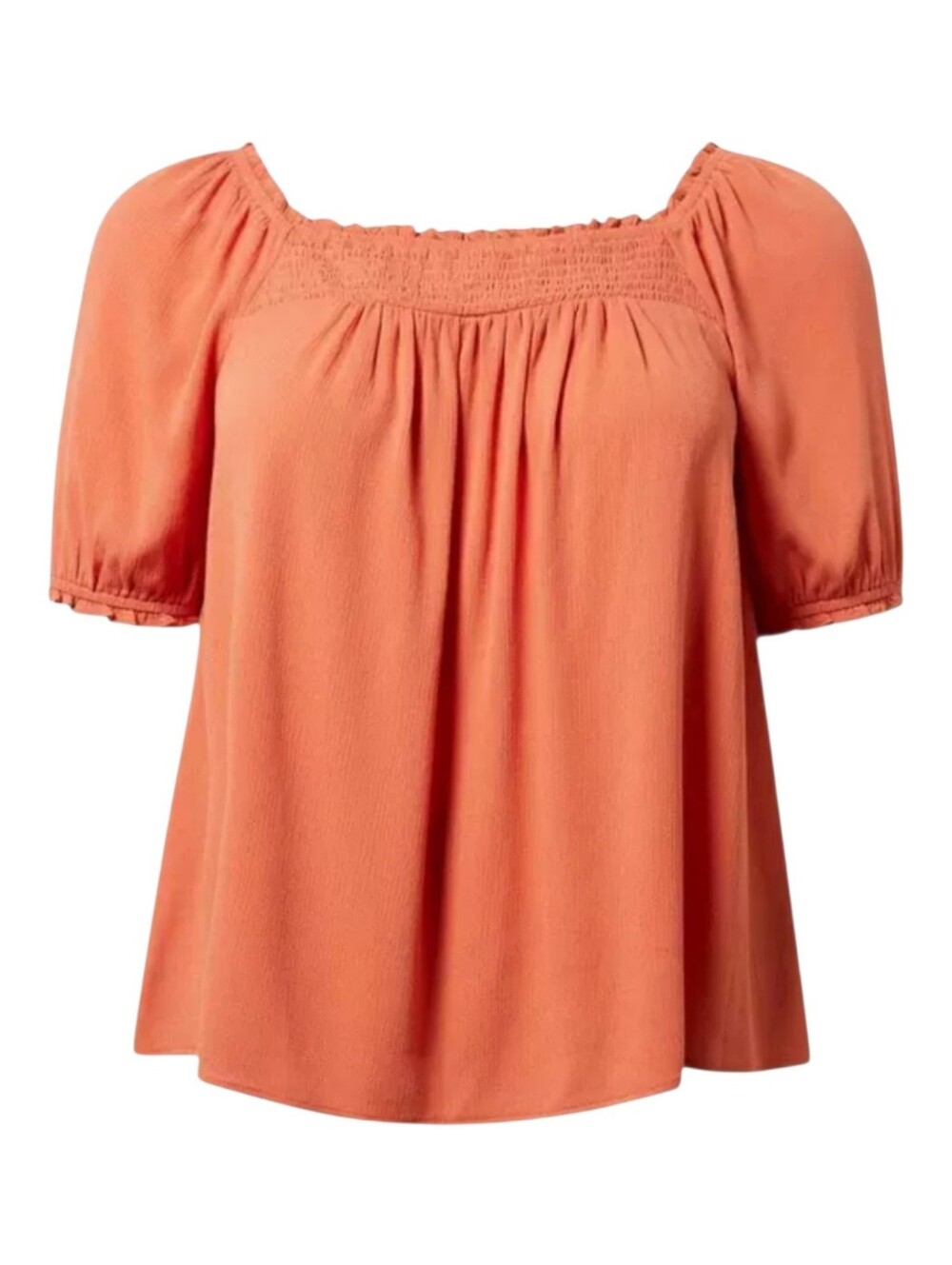 Torrid Gauze Smocked Yoke Flowy Top Short Sleeve Ginger Orange Plus Size 4X